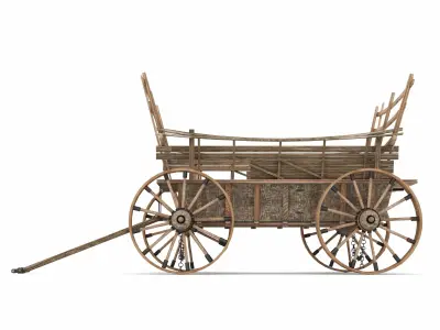 Old Wooden Cart 3D model get