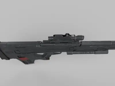 Assault rifle Low-poly 3D model 3