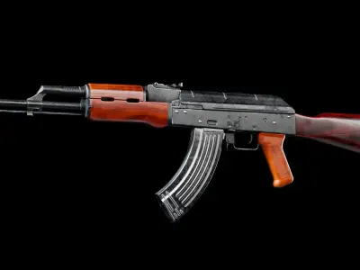 AK47 - Textured Game-Ready Low-poly 3D Model  Low-poly 3D model