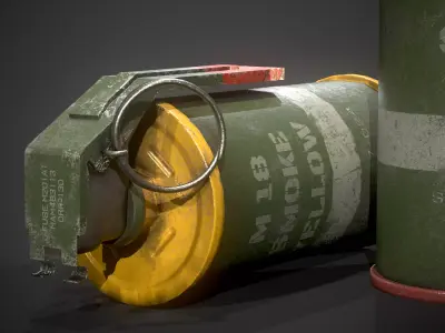 M18 Smoke grenade Lowpoly game asset Low-poly 3D model