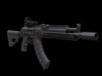 ASR-14 camouflage AK47 based rifle Low-poly 3D model