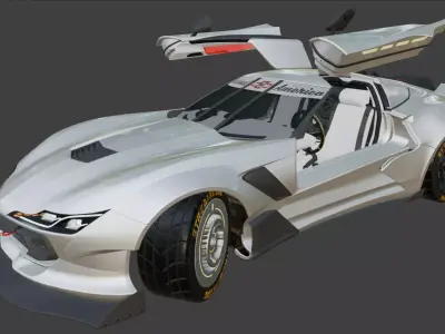 Sports car  Low-poly 3D model