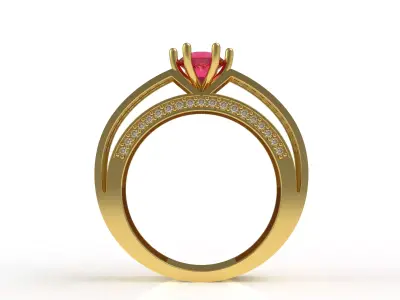 Round Diamond Engagement Ring for Women 3D print model