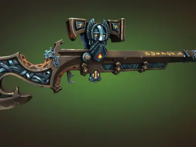Dwarf sniper rifle Low-poly 3D model