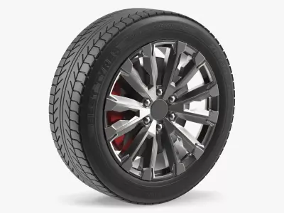 Alloy Wheel Rim with All Season Tire Silver 3D model