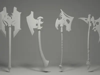 Lowpoly Axes Pack Low-poly 3D model