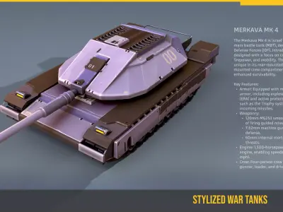 Stylized Tank MerkavaMk4 Low-poly 3D model