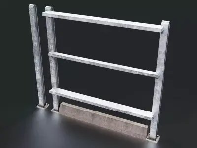 Industrial Metal Barrier Fence Low-poly 3D model