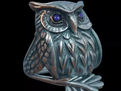 Antique Style Owl Ring 3D print model