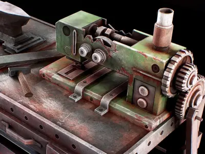 Sewing Machine table Low Poly Low-poly 3D model