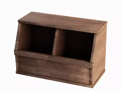 Wooden Storage Bin 03 Low-poly 3D model