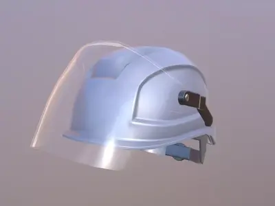Safety Helmet With Face Screen Low-poly 3D model