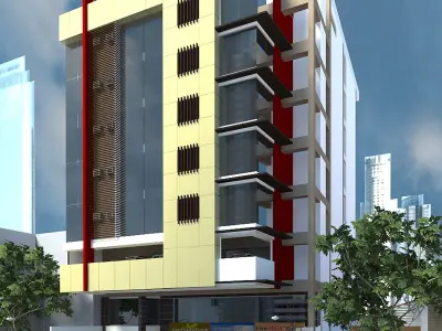 Commercial Hotel Low-poly 3D model