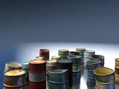 Barrels box of Low-poly 3D model