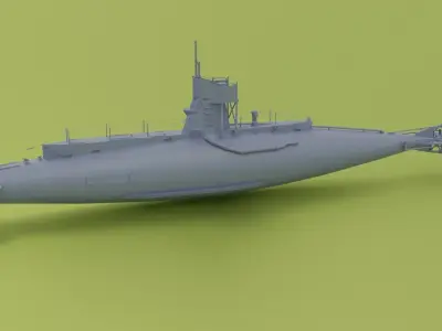 British B-Class submarine Low-poly 3D model