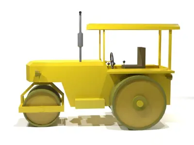  Old Road Roller 01 Low-poly 3D model