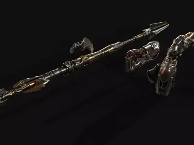Alien Weapon Pack  Blaster  Spear Shoulder Cannon and Knife Low-poly 3D model