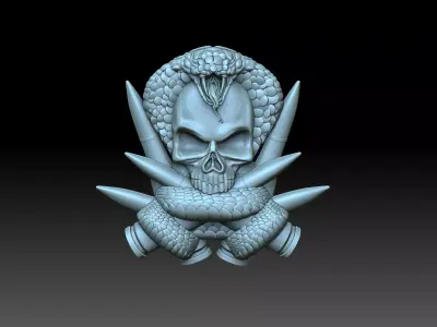 Skull and snake 3D print model
