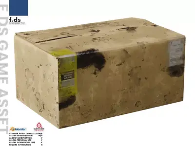 damaged cardboard box Free low-poly 3D model