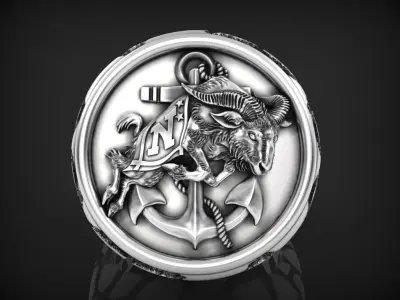 Goat Ring 3D print model