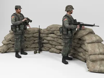 Military Barracks - Scene 4 Low-poly 3D model