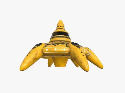 Alien Spaceship UFO G08 Yellow Dirt - Sci Fi Spacecraft Design Low-poly 3D model