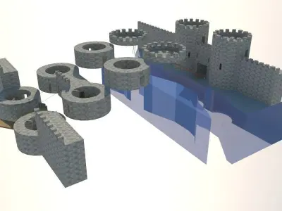 Tower gate 3d model assemled and detailed Free low-poly 3D model