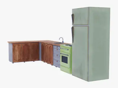 Kitchen Furniture Fridge Oven 3D model