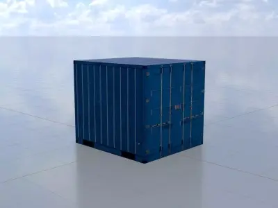 Shipping Container gentian blue 6ft Low-poly 3D model