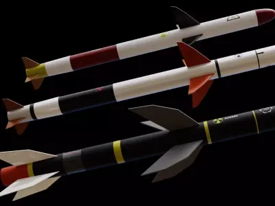 Missile pack 3 models complete textures and materials Low-poly 3D model