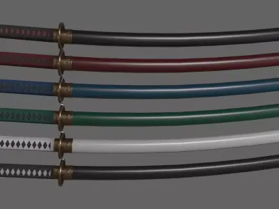 PBR Katana Japanese Sword V2 Low-poly 3D model purchase