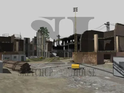 Factory and Mills Low-poly 3D model