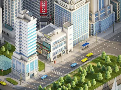 Isometric town 3D model