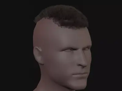 7Man buzzcut  Hair Low-poly 3D model