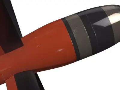 Training Glide Bomb with Cross Wings and Nose Cone Red 3D model