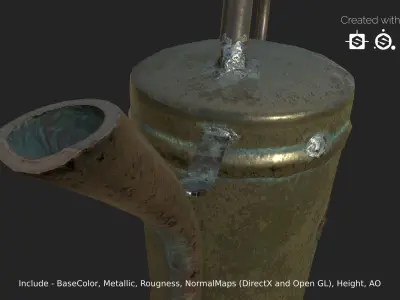 Oiler - gameready metal watering can Low-poly 3D model