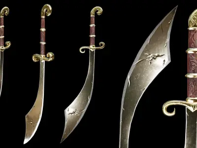 PBR Arabic Sword Pack Low-poly 3D model