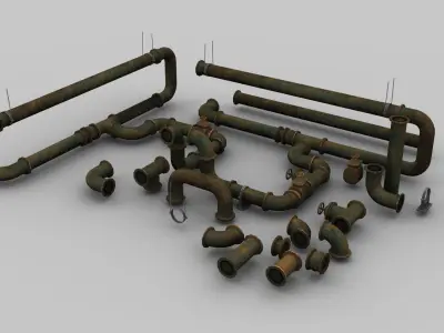 Pipe Set Lowpoly Low-poly 3D model