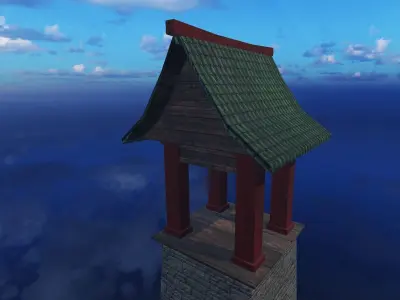 Ancient Japanese  Tower Low-poly 3D model
