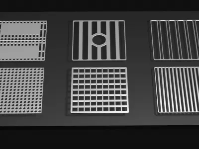 Set of grates plate 3D model
