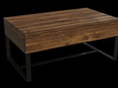 Dark Oak Lift Up Coffee Table Low-poly 3D model