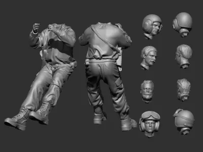 USA tank crew ww2 5 3D print model