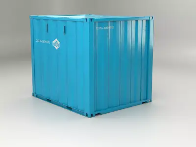 Intermodal Shipping Container 10-foot-long Blue Low-poly 3D model