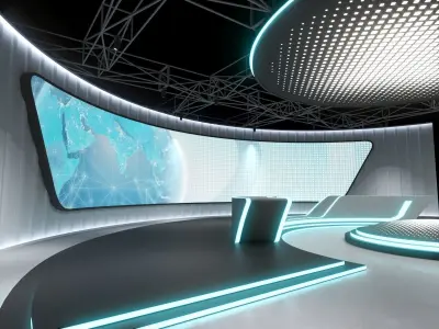 TV studio 2 Low-poly 3D model
