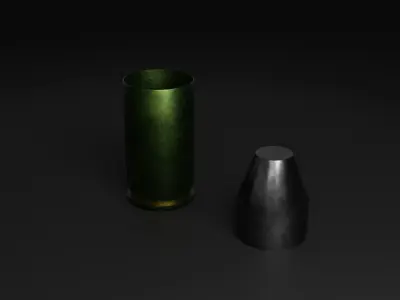 9x18mm police ammo casing and bullet Low-poly 3D model Low-poly 3D model