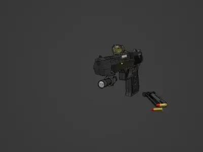 desert eagle with reflex sight and lamb part  Low-poly 3D model