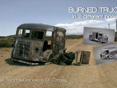 Burned Truck Wreck 3D model