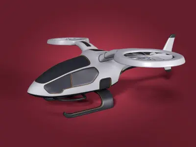 Futuristic Fantasy Helicopter Low-poly 3D model