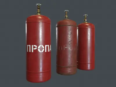 50 Liter Gas Cylinder PBR Game Ready  Low-poly 3D model