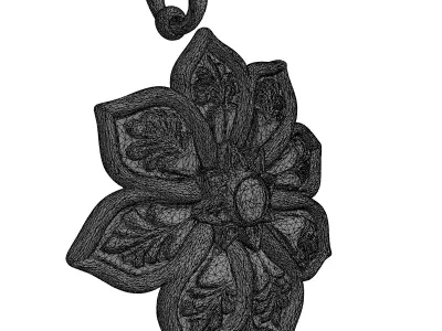 Ornate Floral Gemstone Medallion Pendant Low-poly 3D model